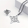 Witches Knot 304 Stainless Steel Pendant Necklaces & Hoop Earrings & Rings Sets FS-WGFB126-01-2