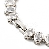 Clear Cubic Zirconia Oval Link Chain Bracelet BJEW-E073-04P-3