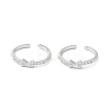 Clear Cubic Zirconia Bowknot Open Cuff Ring RJEW-C056-06P-4