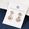 Flat Round 304 Stainless Steel Micro Pave Clear Cubic Zirconia Dangle Stud Earrings EJEW-Z089-28G-1