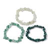 3Pcs Natural Green Aventurine & Natural Prehnite & Natural Malachite Chip Beaded Stretch Bracelet Sets BJEW-JB10862-4