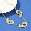 Brass Micro Pave Clear & Sky Blue Cubic Zirconia Teardrop Evil Eye Link Chain Necklaces KK-H203-14G-2