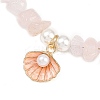 Zinc Alloy Enamel Shell Shape Charm Round Shell Pearl & Dyed Synthetic Turquoise Starfish & Natural Rose Quartz Chip Beaded Anklets AJEW-AN00735-03-4