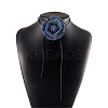 Denim Rose Flower Lace-up Choker Necklaces for Women FS-WG56290-01-5