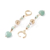 Heart Gemstone Beaded Long Dangle Hoop Earrings with Hollow Ball for Women EJEW-JE04792-4