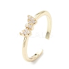 Clear Cubic Zirconia Butterfly Open Cuff Ring RJEW-C056-09G-1