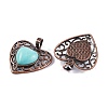 Synthetic Turquoise Peach Love Heart Pendants G-G158-01-04-2