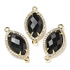 Natural Obsidian Faceted Horse Eye Connector Charms G-G181-07G-08-1