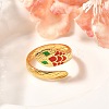201 Stainless Steel Enamel Snake Open Cuff Ring for Women LS-RJEW-A053-05G-01-1