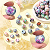 64Pcs 8 Colors Printed Round Silicone Focal Beads SIL-SC0002-88-3