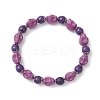 Halloween Dyed Synthetic Turquoise Skull & Round Beaded Stretch Bracelets for Men Women BJEW-JB12255-03-2