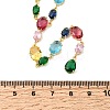 Brass Pave Colorful Cubic Zirconia Geometric Link Chain Necklaces NJEW-C111-03C-5