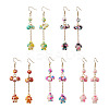304 Stainless Steel Synthetic Turquoise Tortoise Dangle Earrings EJEW-JE06512-01-2