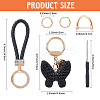 2Pcs 2 Styles PU Leather and Alloy Rhinestone Braided Keychain & Pendant Decorations KEYC-CN0001-11A-2