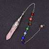 Natural Rose Quartz & Mixed Gemstone Bullet Pointed Dowsing Pendulums CHAK-PW0001-051C-1