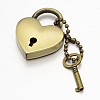 Heart Lock & Key Zinc Alloy Key Clasps KEYC-O009-14-1