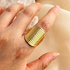 Oval 304 Stainless Steel Cuff Rings for Women RJEW-G339-01G-1