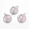 Natural Rose Quartz Kitten Pendants G-J386-B09-1