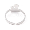 Non-Tarnish Kittens and Puppies 304 Stainless Steel Cuff Ring for Women LS-RJEW-B035-09P-3