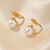 Simple and Elegant Vintage Brass Imitation Pearl Round Clip-on Earrings UF6874-1