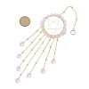 Wire Wrapped Natural Rose Quartz Chips Ring Hanging Ornaments HJEW-JM02371-02-3