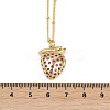 Brass Micro Pave Camellia Cubic Zirconia Fruit Pendant Necklaces for Women NJEW-U042-02A-G-3