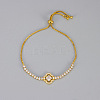 Brass Micro Pave Clear Cubic Zirconia Box Chain Slider Bracelets WG19F23-01-1