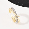 Brass Micro Pave Cubic Zirconia Adjustable Cuff Rings for Women RJEW-C140-13G-2