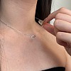 Round Ring 925 Sterling Silver Pave Cubic Zirconia Pendant Necklaces for Women NJEW-F338-05P-7
