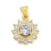 Flower Rack Plating Brass Micro Pave Cubic Zirconia Pendants KK-G513-92G-02-1