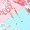 Natural Cultured Freshwater Pearl Beads & Brass Dangle Stud Earrings for Women EJEW-TA00555-4