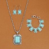 Rectangle Alloy with Synthetic Turquoise Pendant Necklaces & Dangle Earrings & Link Bracelets Sets WGD1135-14-1