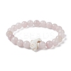 Natural Rose Quartz & Synthetic Turquoise Dolphin Beaded Stretch Bracelets BJEW-JB09830-02-1