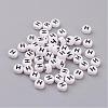 Flat Round with Letter H Acrylic Beads X-PL37C9070-H-1