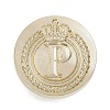 Golden Tone Crown Initial Wax Seal Brass Stamp Heads AJEW-A065-01P-1