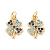 Clover Brass Micro Pave Cubic Zirconia Charms KK-B102-04G-1