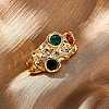 Brass Micro Pave Cubic Zirconia Cuff Rings for Women RJEW-F191-01G-02-2