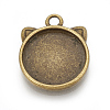 Tibetan Style Alloy Kitten Pendant Cabochon Settings LS-TIBEP-R358-01AB-NR-1