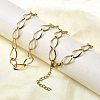 304 Stainless Steel Teardrop Link Chain Necklaces for Women Men NJEW-A058-02G-3