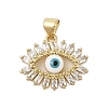 Evil Eye Rack Plating Brass Micro Pave Cubic Zirconia Pendants KK-Z074-16G-1