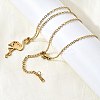 304 Stainless Steel Flamingo Shaped Pendant Cable Chain Necklaces for Women Men NJEW-Q032-02A-G-3