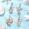 4Pcs 4 Styles Acrylic Starfish Conch Shell & Glass Pearl Pendant Decoration HJEW-JM03877-1