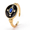 Real 18K Gold Plated Brass Cubic Zirconia Cuff Ring RJEW-C014-02-4