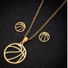 201 Stainless Steel Pendant Necklaces & Stud Earrings Sets FS-WGB00D6-09-1