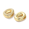 Rack Plating Brass Micro Pave Cubic Zirconia Slide Charms KK-C084-34G-O-2