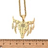 Punk Style 201 Stainless Steel Laser Cut Cattle Head Pendant Box Chain Necklaces for Women Men NJEW-E156-04G-5