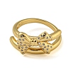 Bowknot Brass Micro Pave Clear Cubic Zirconia Double Rings RJEW-Z050-26G-3