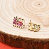 Santa Claus Brass Micro Pave Cubic Zirconia Stud Earrings EJEW-B149-03G-3