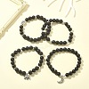 4Pcs 4 Style Natural Lava Rock & Black Agate & Hematite Beaded Stretch Bracelets Set BJEW-JB09508-5