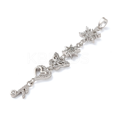 Brass Micro Pave Clear Cubic Zirconia Pendants LS-KK-D101-01C-P-1
